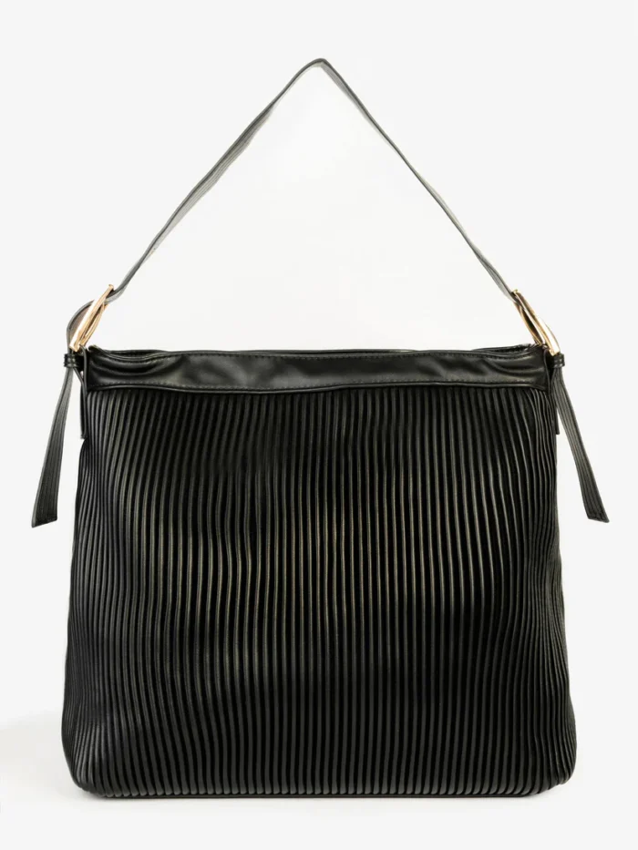 Textured Pleated Tote Bag - Image 1