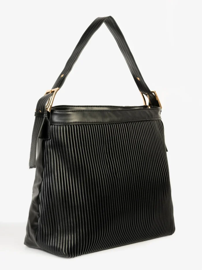 Textured Pleated Tote Bag - Image 2
